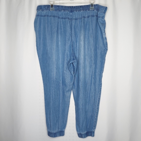Side Stitch Los Angeles Lyocell Pants P1X Blue Jogger Drawstring Elastic Pullon - Picture 4 of 10